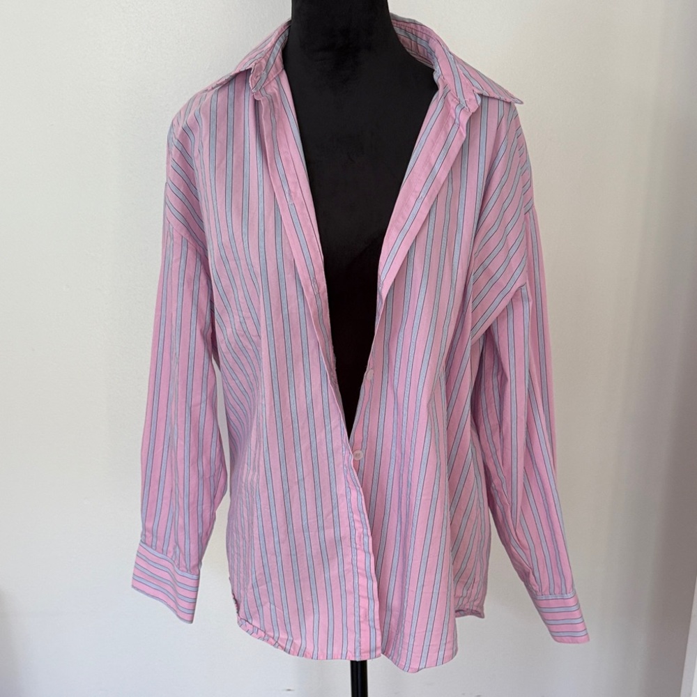 Zara Pink and White Striped Shirt